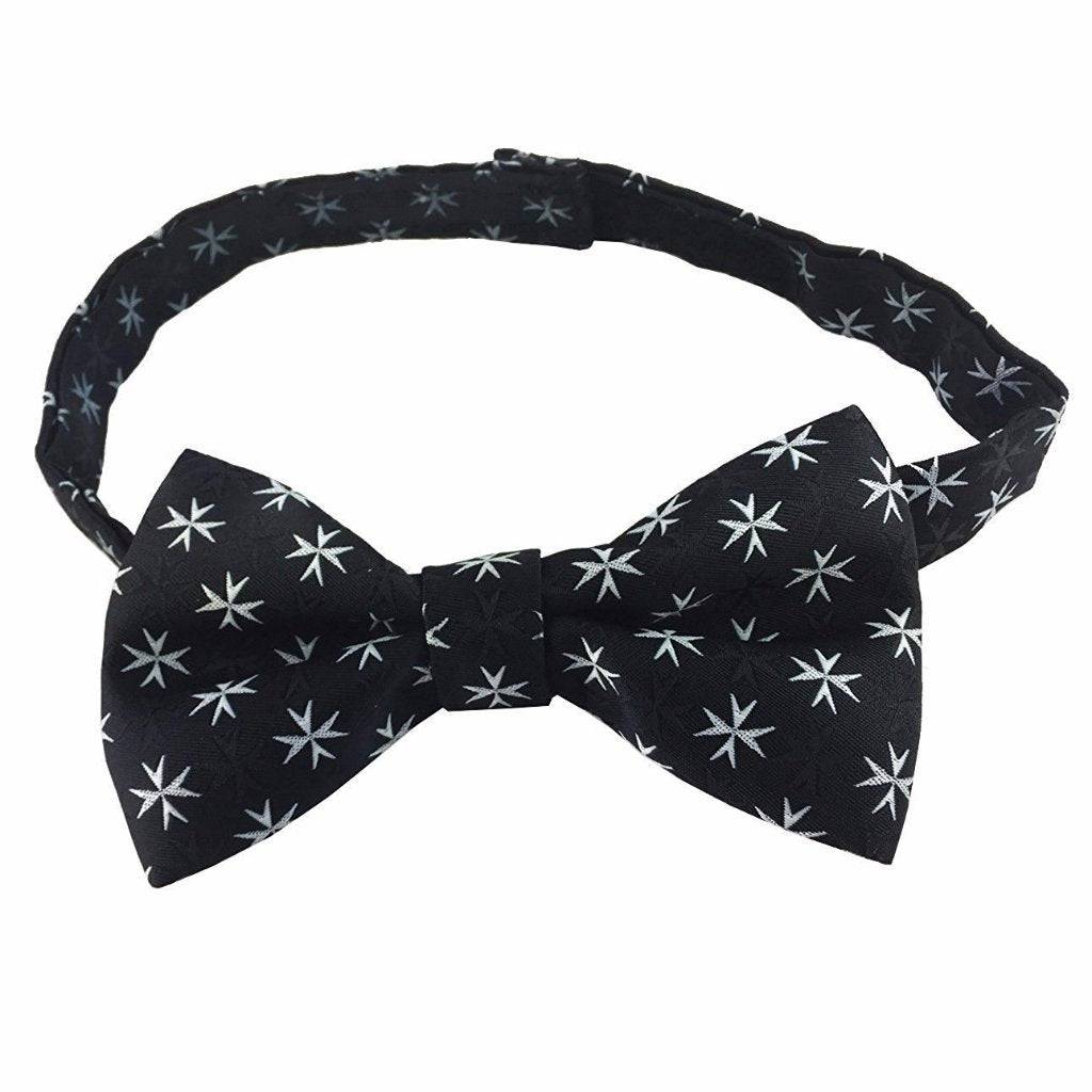 Order of Malta Commandery Bow Tie - Black Silk - Bricks Masons