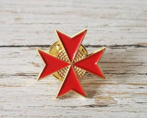 Order Of Malta Lapel Pin - Red Cross - Bricks Masons