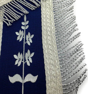 Past Master Blue Lodge Apron - White & Royal Blue with Silver Embroidery - Bricks Masons