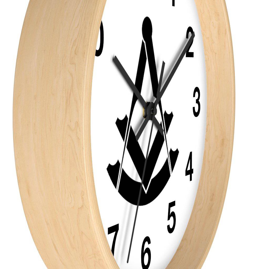 Past Master Blue Lodge Clock - Wooden Frame - Bricks Masons