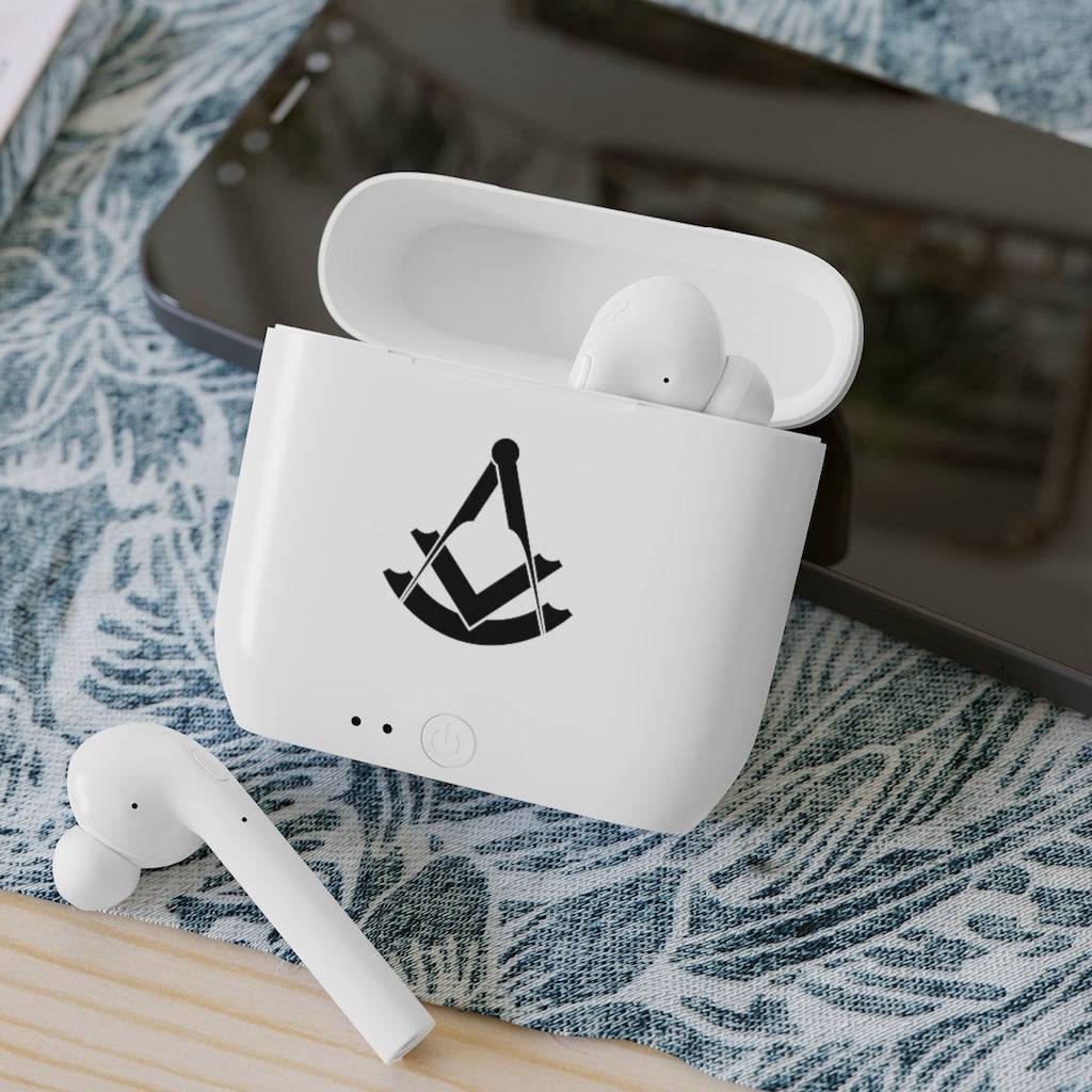 Past Master Blue Lodge Earbud - Black & White - Bricks Masons