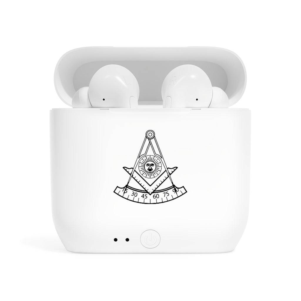 Past Master Blue Lodge Earbud - Black & White - Bricks Masons