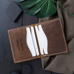 Past Master Blue Lodge Wallet - Brown Leather With Multiple Ccompartments - Bricks Masons