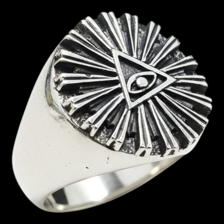 Masonic Ring with Eye in Silver, Masonry Art. 74 - Bricks Masons