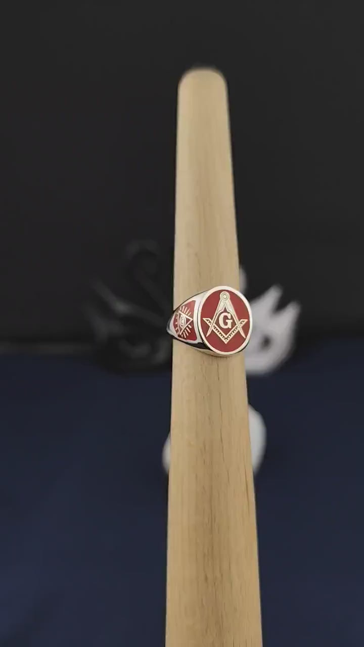 Master Mason Blue Lodge Ring - Square & Compass G Personalized