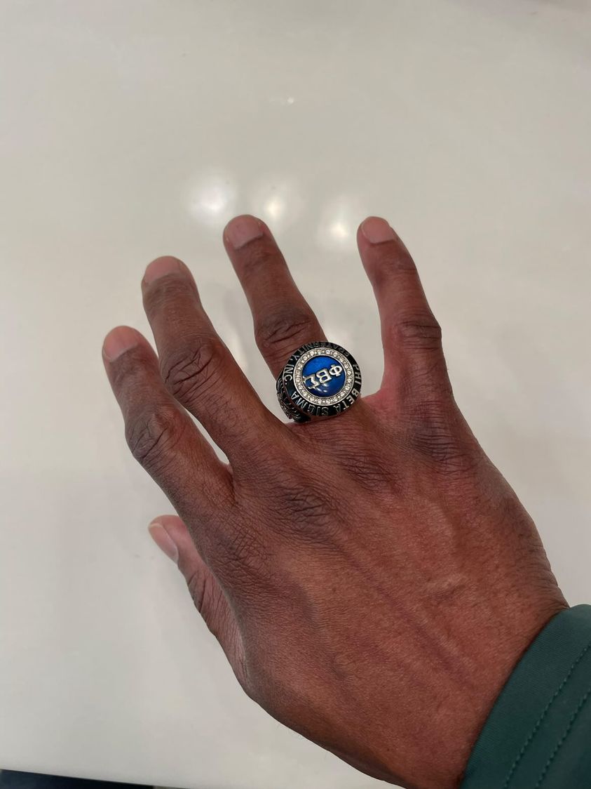Master Mason Blue Lodge Ring - Prince Hall Gold Face With Rhinestones - Bricks Masons