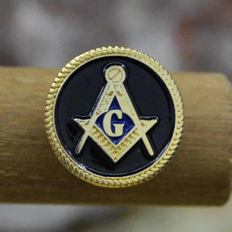 Master Mason Blue Lodge Lapel Pin - Square & Compass G Black & Gold