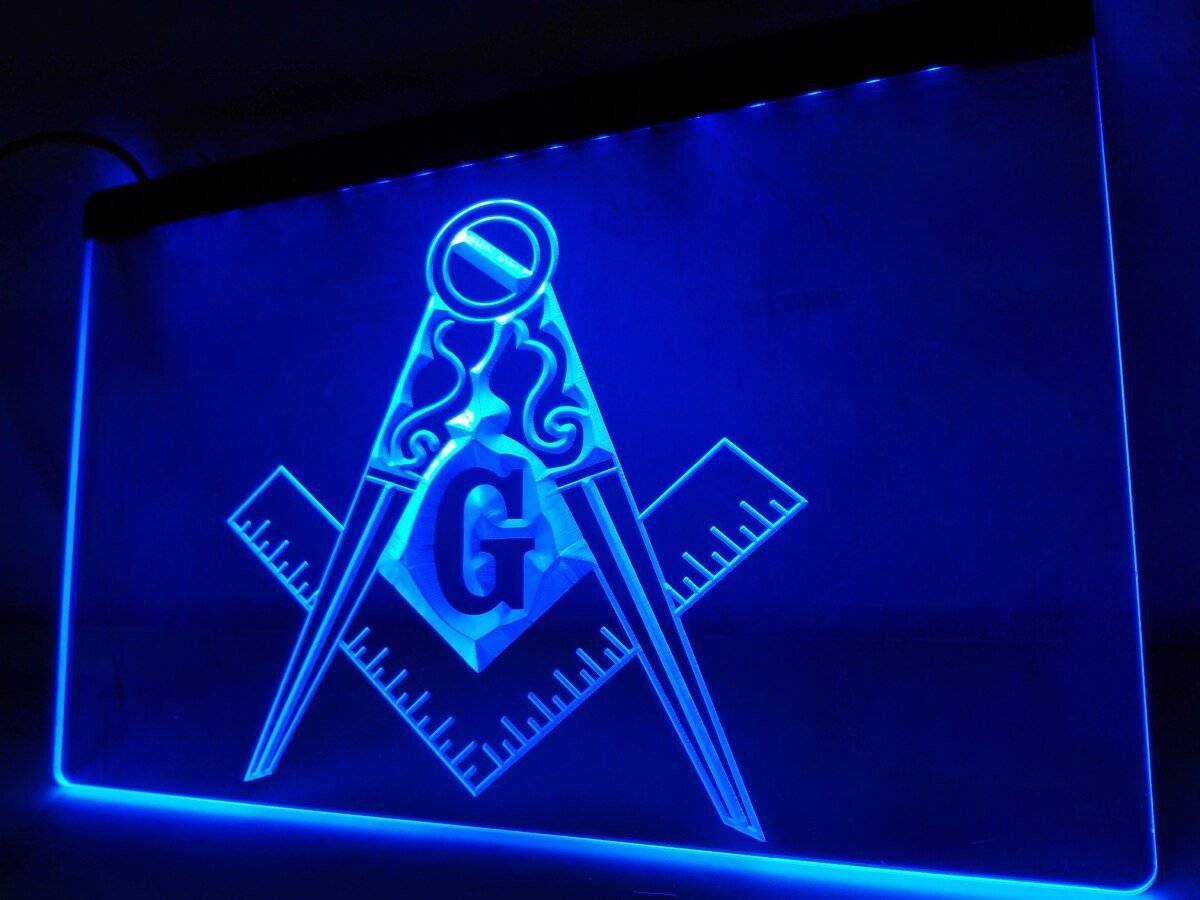 Master Mason Blue Lodge LED Sign - Lighting Day/Night Sensor