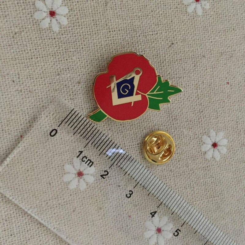 Master Mason Blue Lodge Lapel Pin - Square Compass Crested Poppy