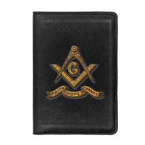 Master Mason Blue Lodge Wallet - Credit Card Holder (Black/Brown)