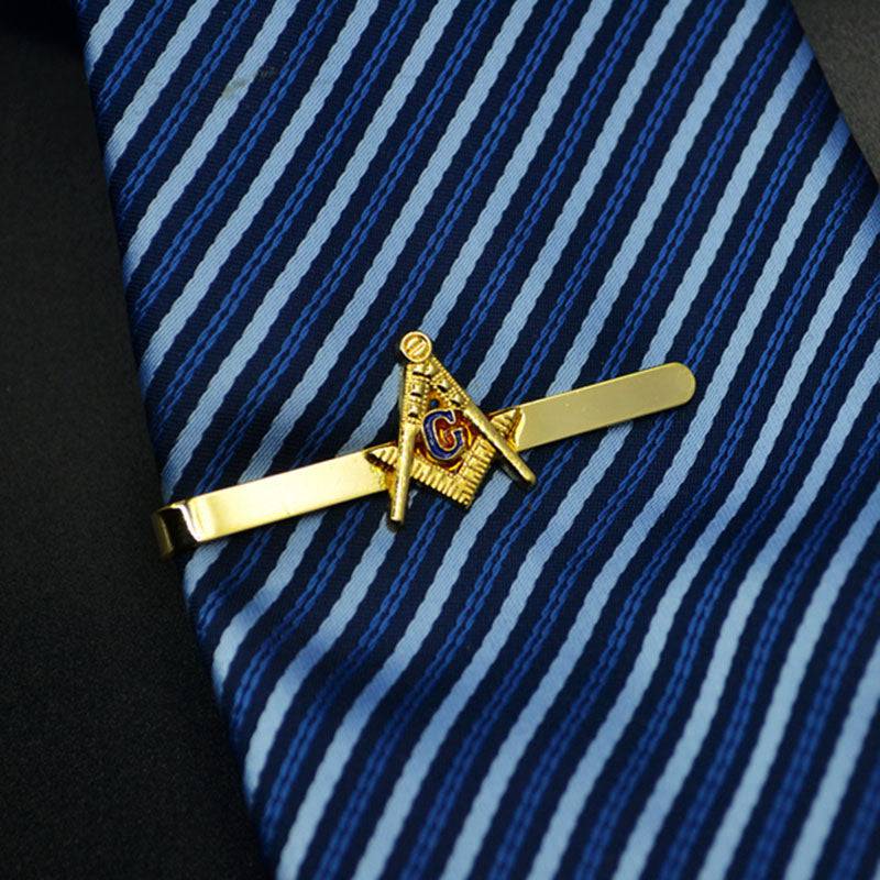 Master Mason Blue Lodge Tie Bar - Golden Classic Square and Compass G