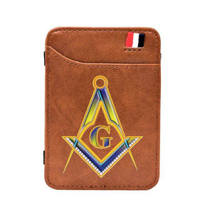 Master Mason Blue Lodge Wallet - Square and Compass G Pu Leather & Credit Card Holder (Black & Brown)