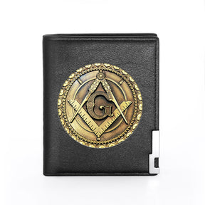 Master Mason Blue Lodge Wallet - PU Leather Vintage Square and Compass G & Credit Card Holder (26 variants) - Bricks Masons