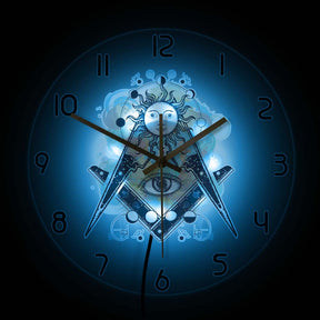 Master Mason Blue Lodge Clock - Eye of Providence LED