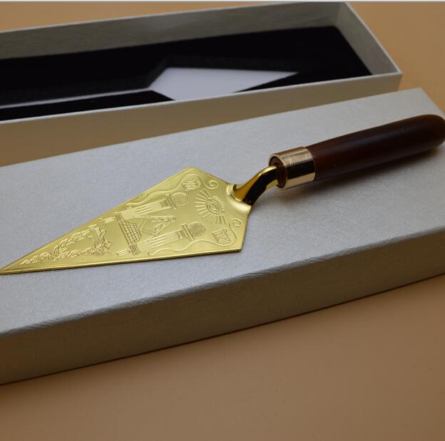 Master Mason Blue Lodge Trowel - Golden with Personalized Engraving - Bricks Masons