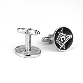 Master Mason Blue Lodge Cufflink - Round Compass Square G