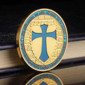 Knights Templar Commandery Coin - Wide Cross Shield Light Blue