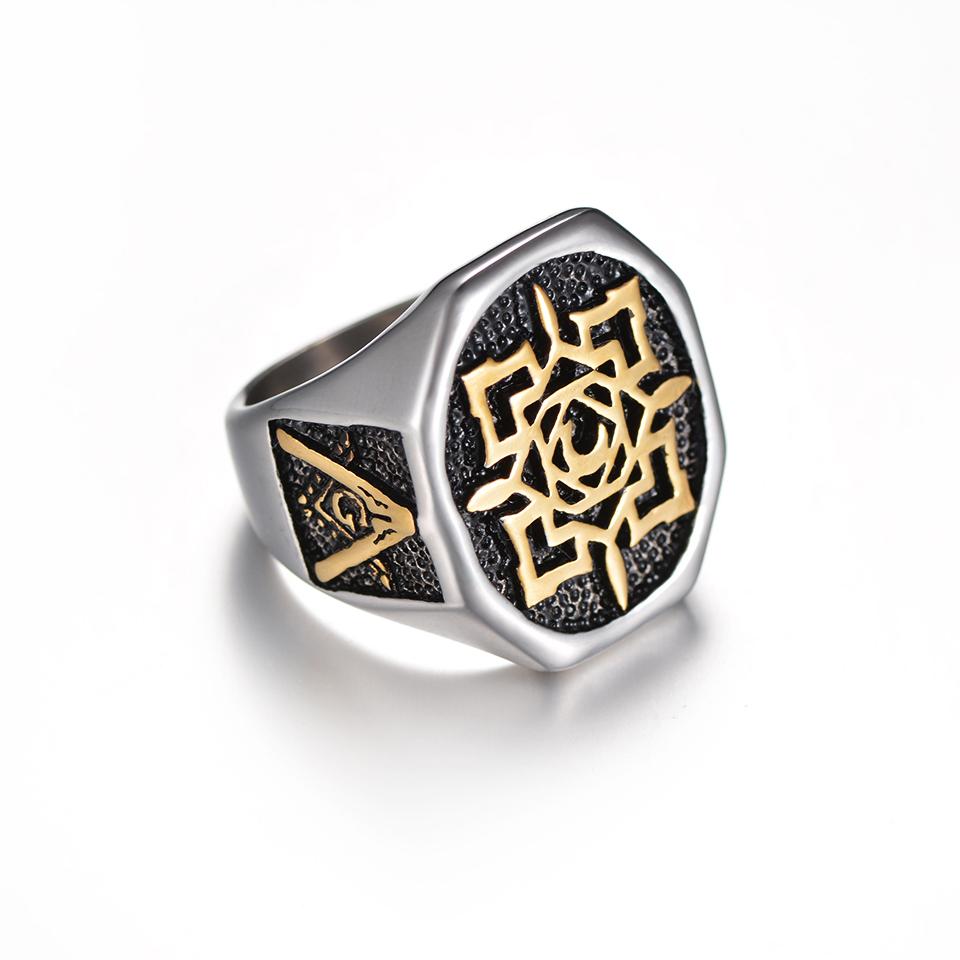 Master Mason Blue Lodge Ring - 7mm Titanium Steel