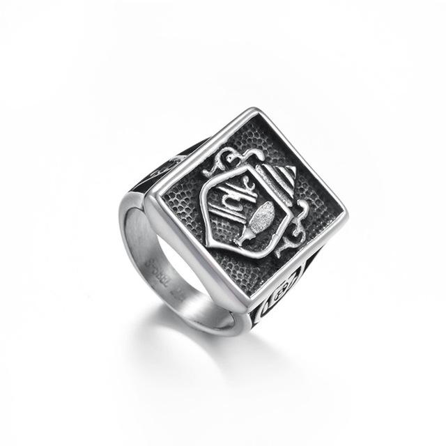 Master Mason Blue Lodge Ring - Silver Titanium Steel