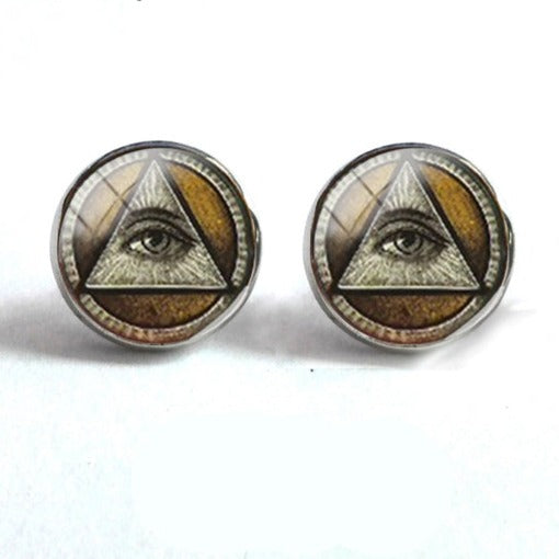 Master Mason Blue Lodge Earring - Round (Multiple Variants) - Bricks Masons