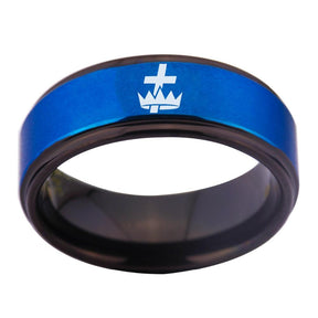 Knights Templar Commandery Ring - Blue Tungsten Personalizable