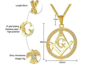 Master Mason Blue Lodge Necklace - Round Square Compass G