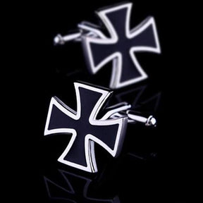 Knights Templar Commandery Cufflink - Black Silver High Quality