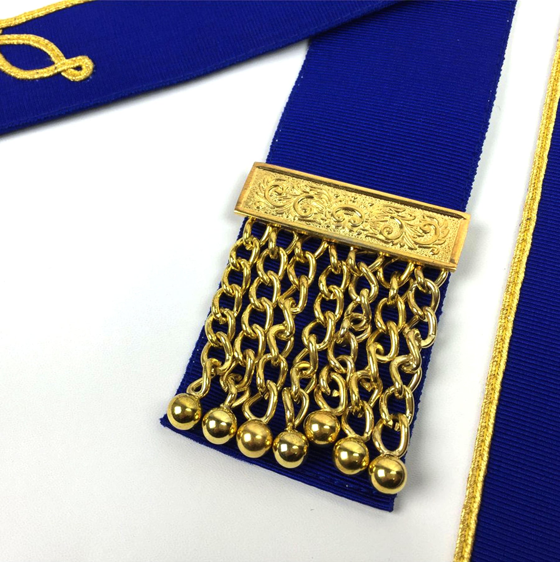 Provincial English Regulation Apron - White & Royal Blue - Bricks Masons