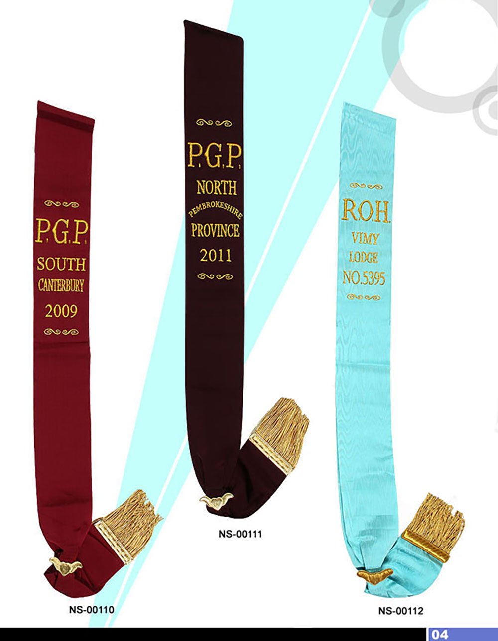 R.A.O.B. Sash - Various Degrees - Bricks Masons