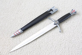 Knights Templar Sword - Silver Medieval Red Cross Crusader With Black Scabbard (15.4") - Bricks Masons