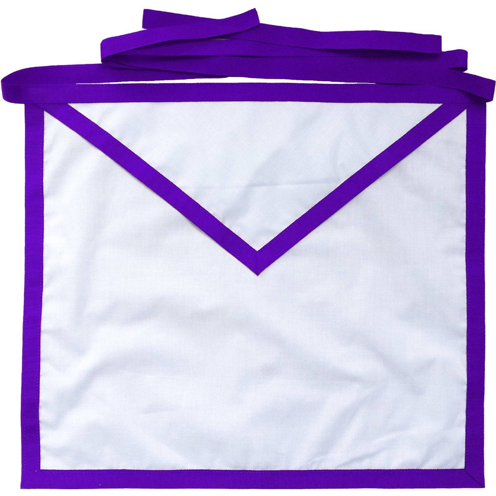 Member Council Apron - White Duck Cotton with Thin Purple Ribbon