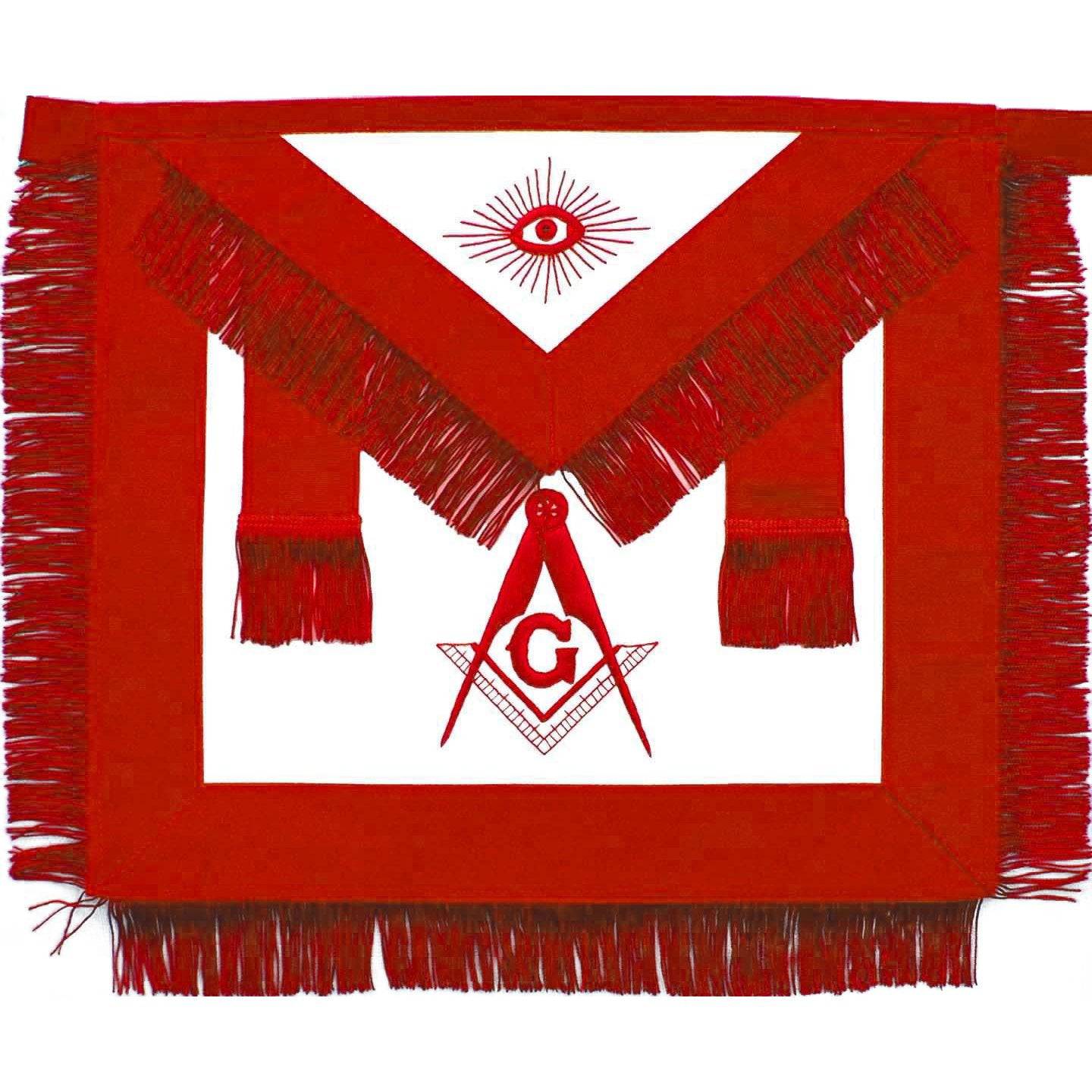 Master Mason Blue Lodge Apron - Red with Red Fringe Tassels