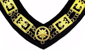 32nd Degree Scottish Rite Chain Collar - Wings Down Gold Plated