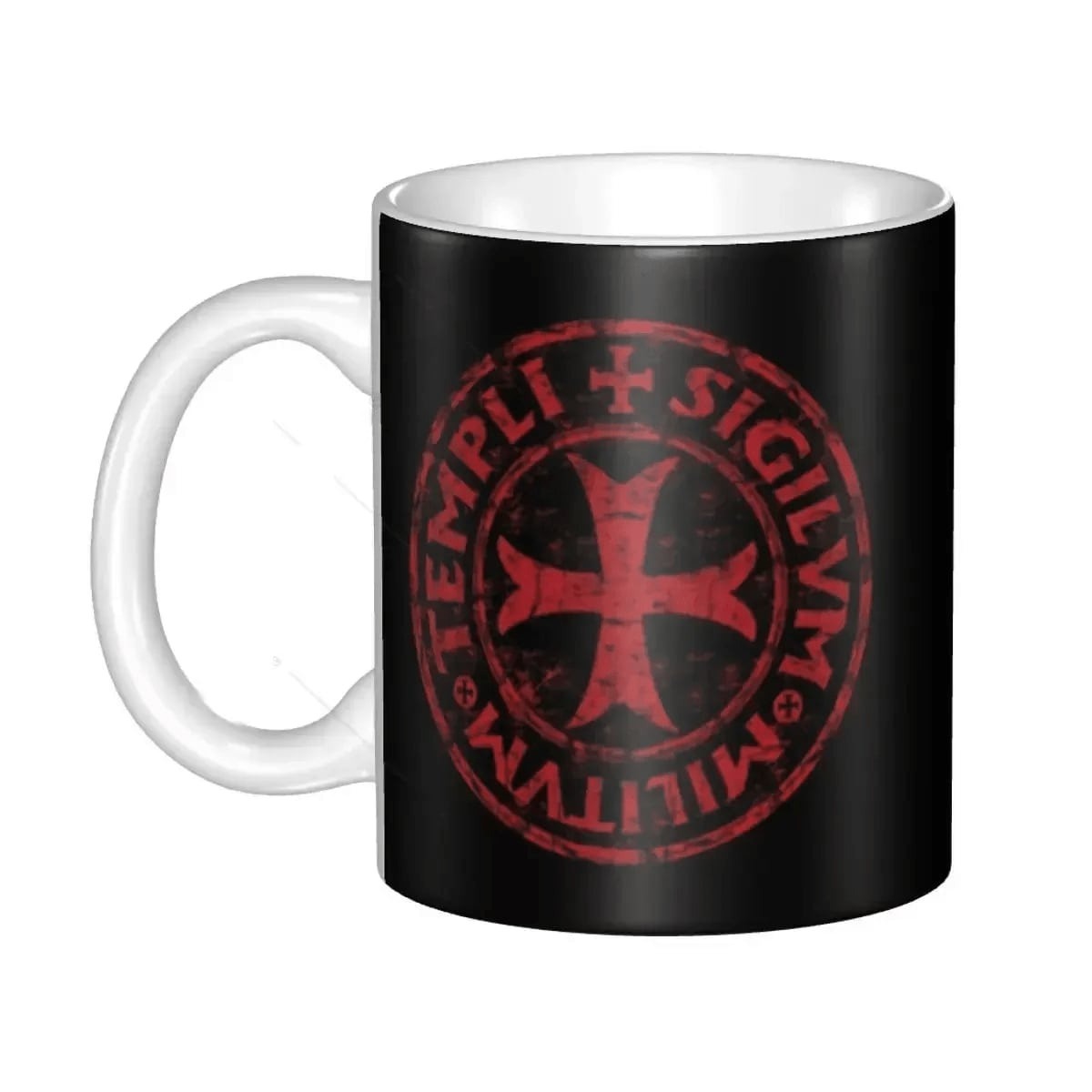 Knights Templar Commandery Mug - Porcelain Red Cross Design - Bricks Masons