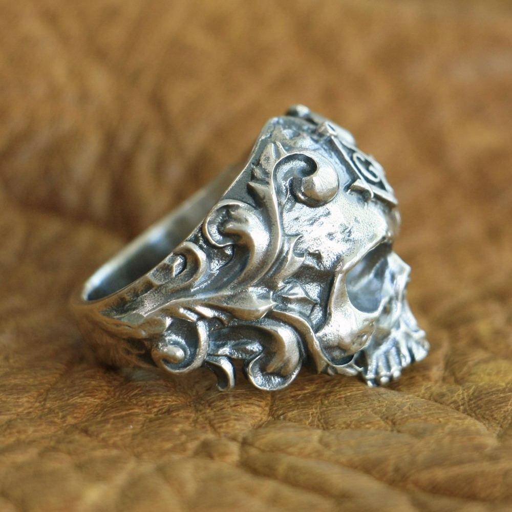 Widows Sons Ring - 925 Sterling Silver Skull - Bricks Masons