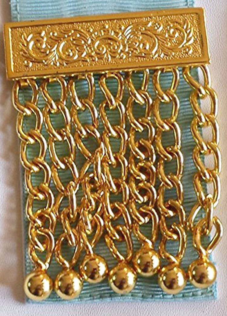 Worshipful Master Past Master Blue Lodge Canada Regulation Apron - Sky Blue Moire - Bricks Masons