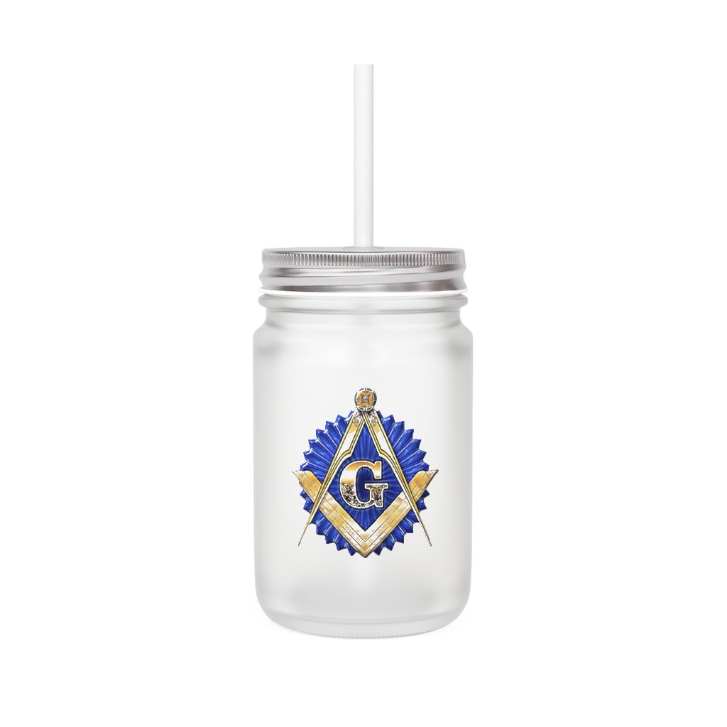 Master Mason Blue Lodge Mason Jar - Golden Square & Compass G - Bricks Masons