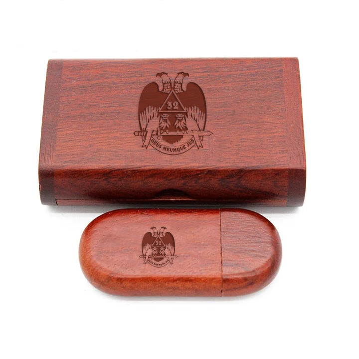 32nd Degree Scottish Rite USB Flash Drives - Wings Down Various Wood Colors - Bricks Masons