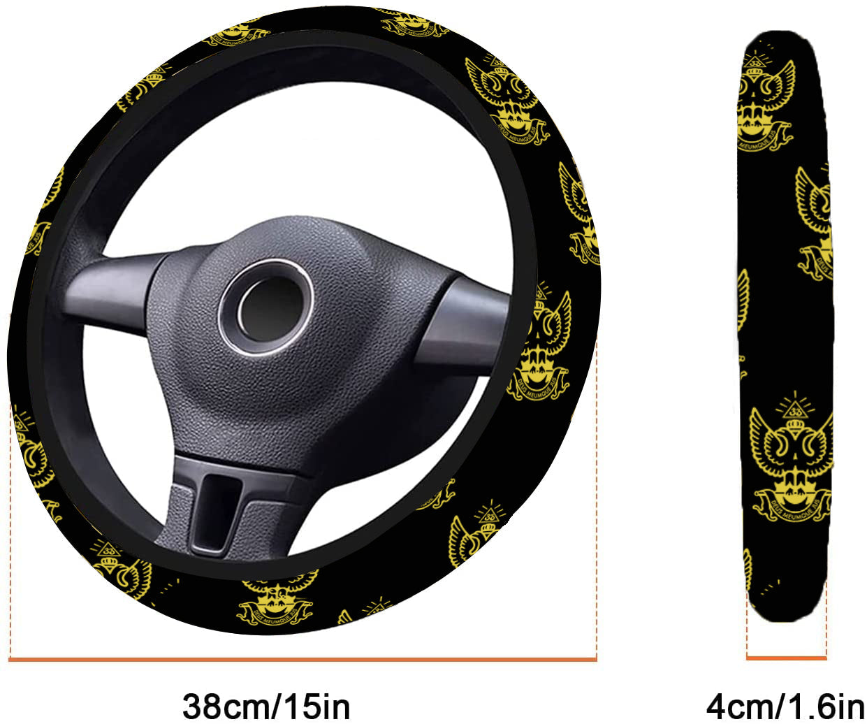 33rd Degree Scottish Rite Steering Wheel Cover - Wings Up White & Gold - Bricks Masons