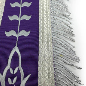 Past Master Blue Lodge Apron - White & Purple with Silver Machine Embroidery - Bricks Masons