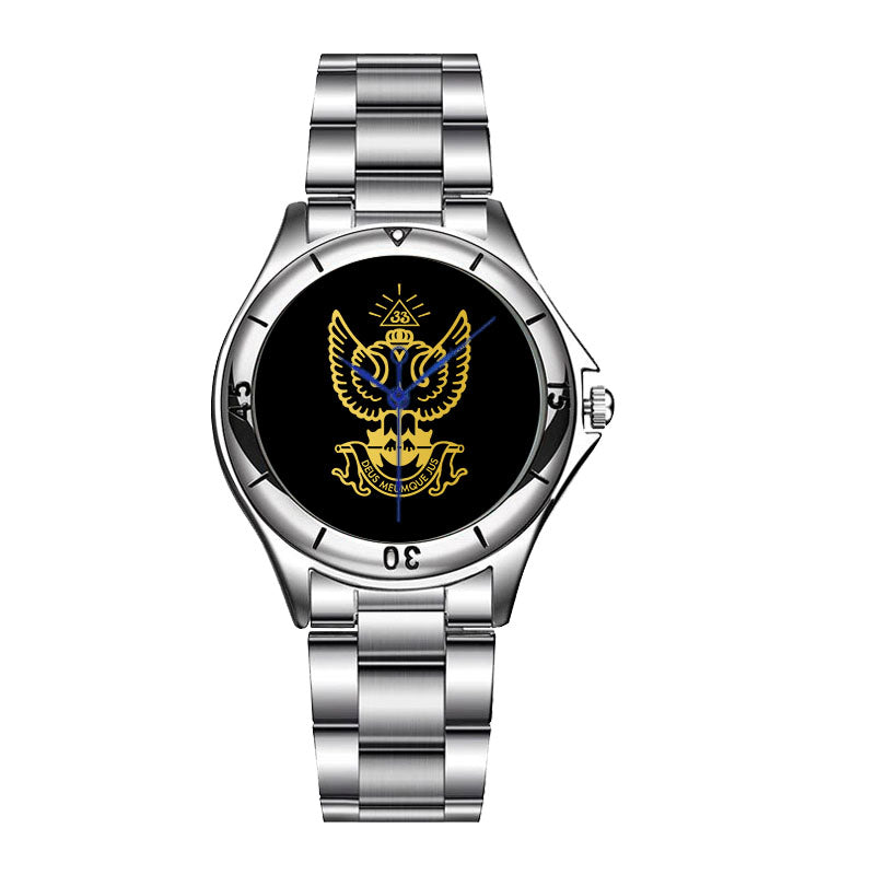 33rd Degree Scottish Rite Wristwatch - Wings Up Stainless Steel - Bricks Masons