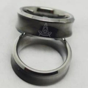 Past Master Blue Lodge California Regulation Ring - Black Concave Tungsten - Bricks Masons