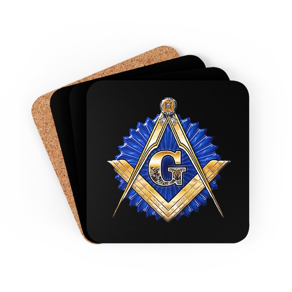 Master Mason Blue Lodge Coaster - Golden Square & Compass G - Bricks Masons