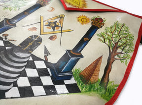 The Two Pillars of Jachin and Boaz Hand-Painted Masonic Lambskin Apron - Bricks Masons