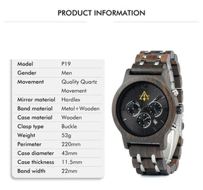 Council Wristwatch - Various Wood Colors - Bricks Masons