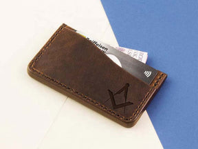 Master Mason Blue Lodge Wallet - Dark Brown - Bricks Masons