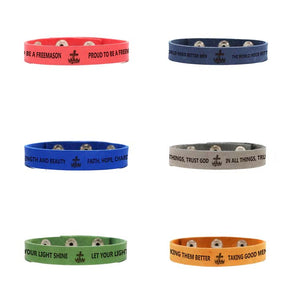 Knights Templar Commandery Bracelet - Various Leather Colors - Bricks Masons