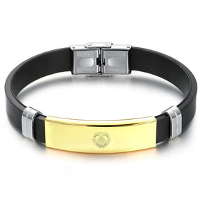 Grand Master Blue Lodge Bracelet - Steel & Leather - Bricks Masons