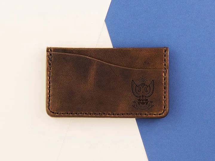 33rd Degree Scottish Rite Wallet - Wings Up Dark Brown - Bricks Masons