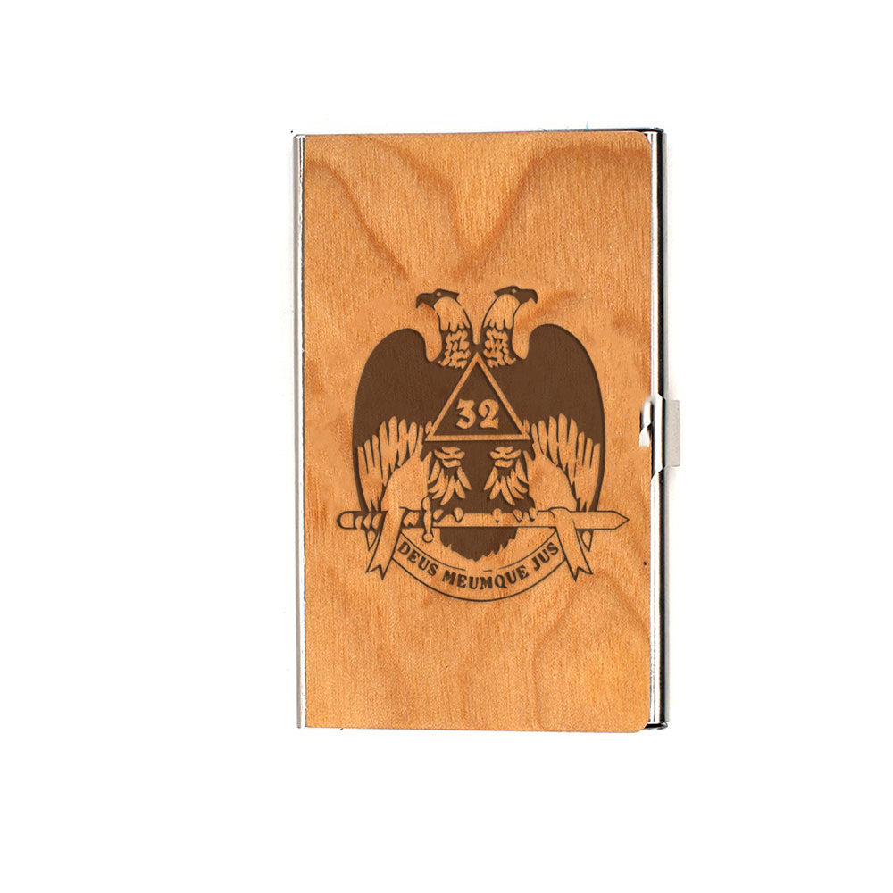 32nd Degree Scottish Rite Business Card Holder - Wings Down RFID Protection - Bricks Masons